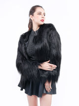 Short Long Sleeve Lamb Wool Fake Fur Women's Coat