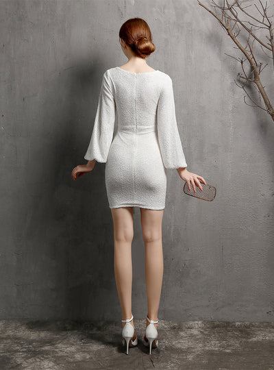 Long Sleeve V-neck Sequins Party Dress