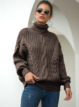 High Neck Thick Twist Turtleneck Sweater