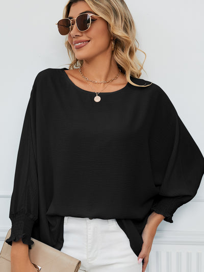 Loose Cropped Sleeve Chiffon Top