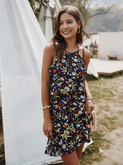 Short Halter Printed Dress