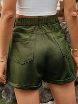 Elastic Waist Denim Shorts