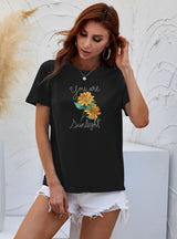 Color Sunflower Letter Print T-shirt