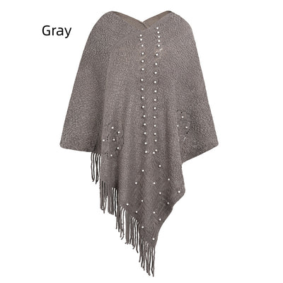 Knitted Beaded Tassel Shawl Cloak
