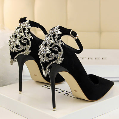 Cashmere Shallow Pointed Rhinestone Wedding Shoes