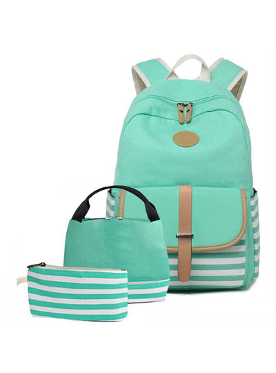 Canvas Backpack Schoolbag Three-piece Set