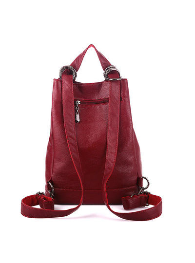 Multifunction Women Backpack PU Leather Black Bagpack 