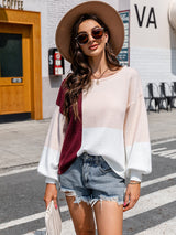 Turtleneck Contrast Lace-up Sweater