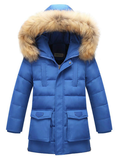 Fur Warm Coat Boys Hooded Down Outerwear