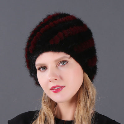 Mink Wool Knitted Double-layer Warm Pineapple Hat
