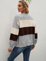 Loose Striped Color Matching Coat Knitted Cardigan