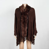 Fringed Cape Shawl Cape Cardigan Sweater