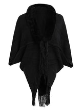 Cape Fringed Cardigan Fur Collar Coat