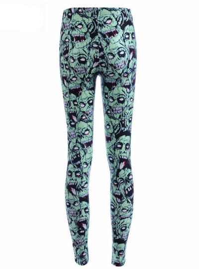 Fashion Leggings Sexy Green Zombie Printing 