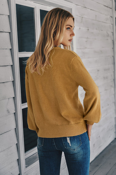 Long Sleeve V-neck Knitted Cardigan Sweater