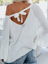 Strapped Bat Sleeve Backless Sweater