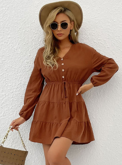 Decorative Button Pullover Casual Dress