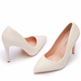 High-heeled Pearls Wedding Shoes