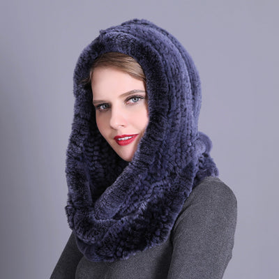 Rex Fur Hat Scarf Integrated Hat Scarf Dual-purpose