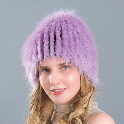 Women Fox-like Fur Straw Hat