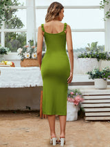 V-neck Ruffled Strap Hip Dress