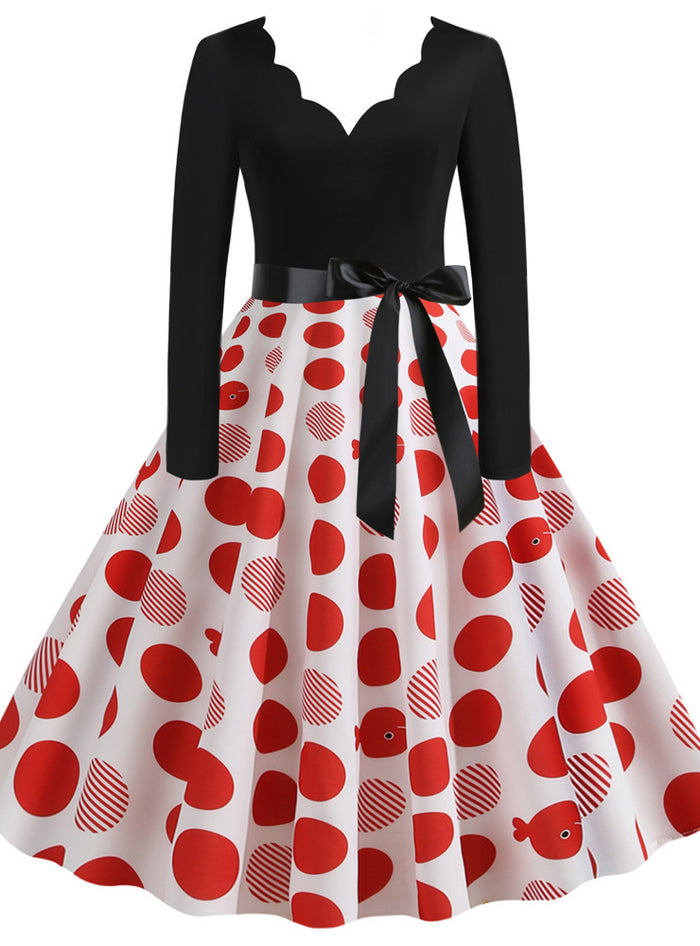 Round Dot LongSleeve Dress