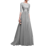 Lace Patch Solid White Long Dress Party Dress