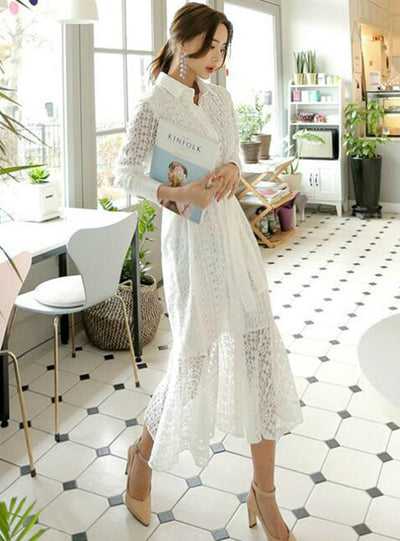 Bandage Elegant Mermaid Female Dress Full Sleeve