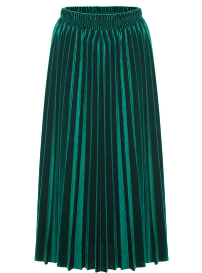 Women's Velvet Pleated Skirt With High Waist