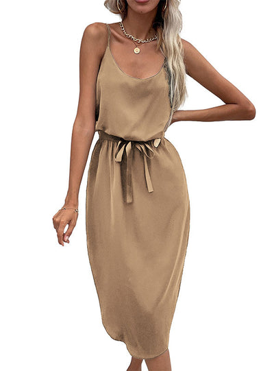 Women Casual Split Bow Sling Dress