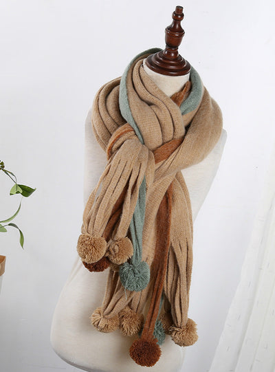 Cashmere Scarf Female Wool Ball Knitted Scarf