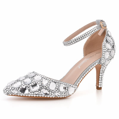 Cinderella Pointed Crystal Diamond High-heeled Sandals