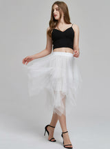 Irregular Fluffy Skirt With Elastic Waist