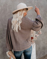 Loose V-neck Lantern Sleeve Top