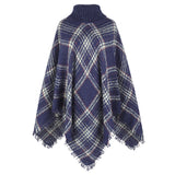 Cape Lapel Striped Colored Check Shawl