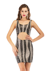 V-neck Backless Sequined Dress
