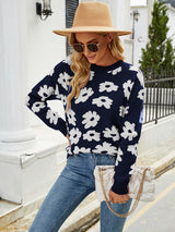 Loose Pullover Flower Sweater