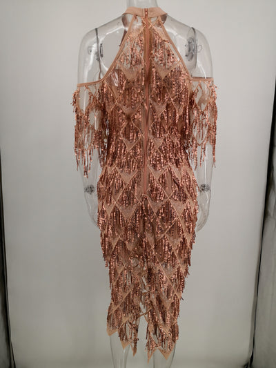 Sexy Halter Nightclub Sequined Dress