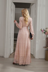 Long Sleeve V-neck Medium and Long Dress