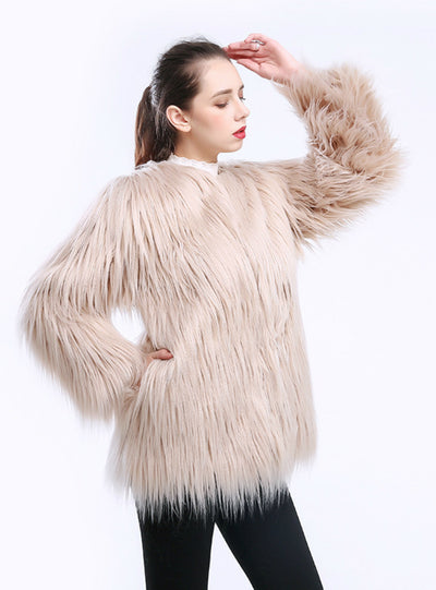 Women Imitation Fur Coat Long Hair Coat Wool Speed