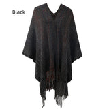 Striped Cape Fringed Cardigan Shawl