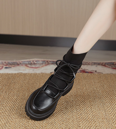 Strapped Motorcycle Boots Thick-soled Booties