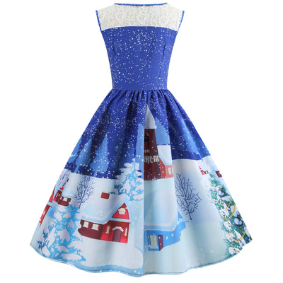 Christmas Printing Slim Dress