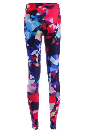 Slim Designed Digital Printed Geometry Debris Leggings