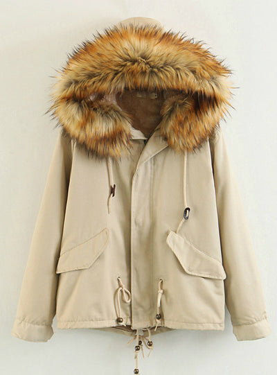 Large Fur Ccollar With Hat Cotton-padded Jacket 