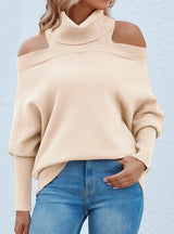 Solid Color Lapel Shoulder-leakage Sweater
