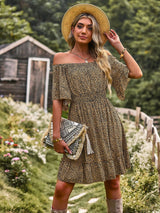 Leopard Leisure Off the Shoulder Dress