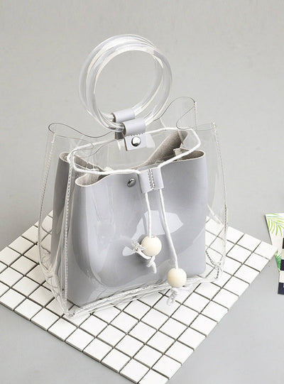 Mini Small Shoulder Bag Clear Transparent Drawstring