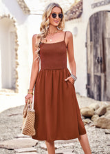 Solid Color Suspender Dress
