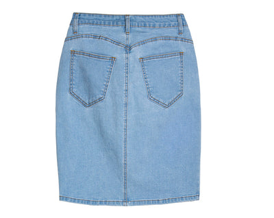 Women Rivet Split Jeans Skirt